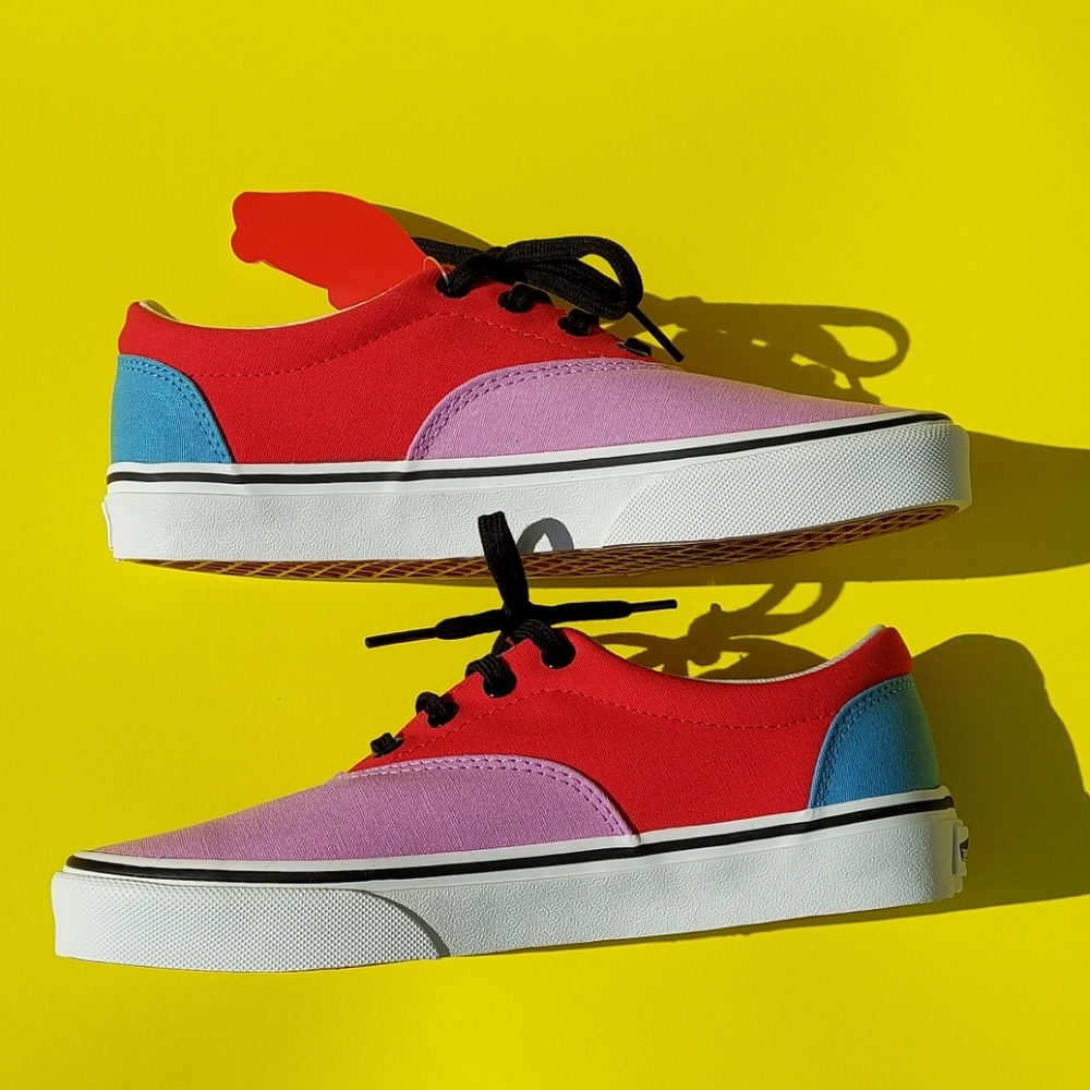 Vans lace up sneakers color block blue pink red - Picture 4 of 7